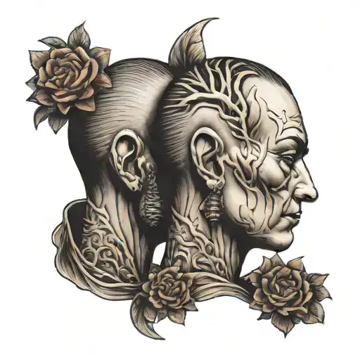 Siamese Twin Head Good Side And Bad Side