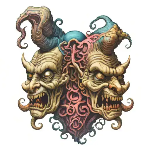 Siamese Twin Head Creepy Monster