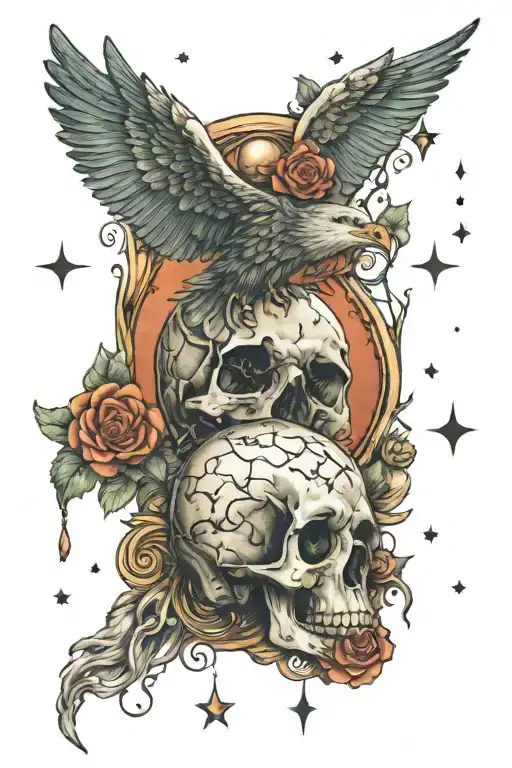 Memento Mori And Moon And Stars Forming