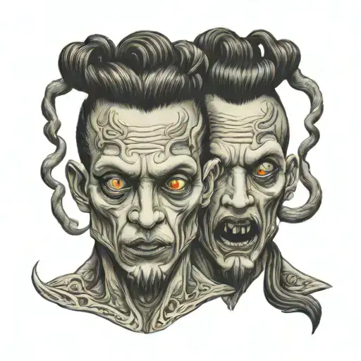 Siamese Twin Head Creepy Monster