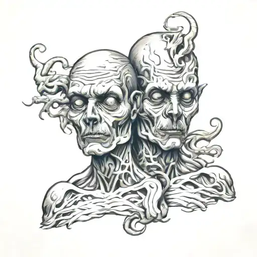Siamese Twin Head Creepy Monster