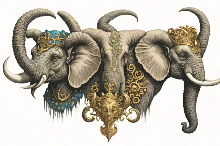 Elephantfemale And Male Aries Rams With King And Queen Crowns