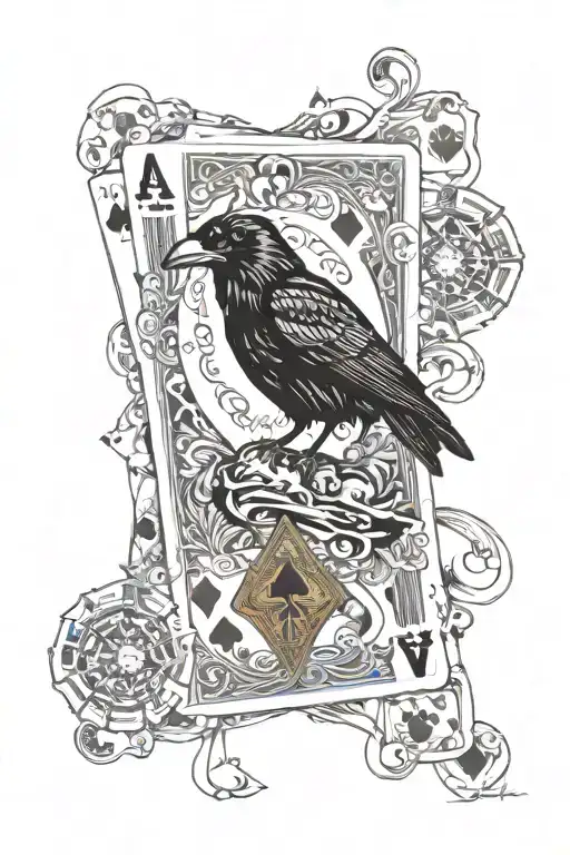 Raven Revolver Aces Poker Card