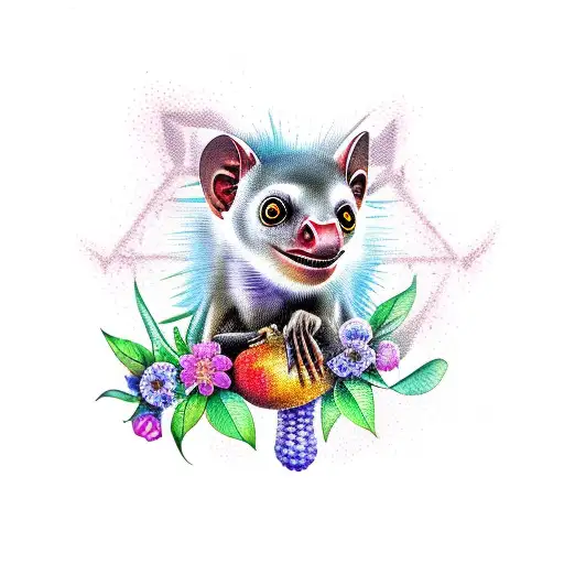 Fruit Bat With Flowers And Small Cuckoo Clock