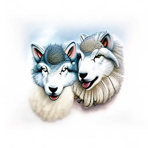 Sheep Dog Surrounded By Wolves