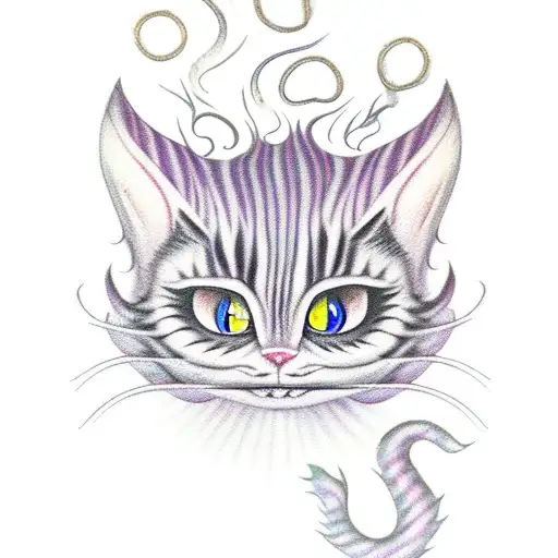 A Smoking Cheshire Cat Cooking Over A Campfire