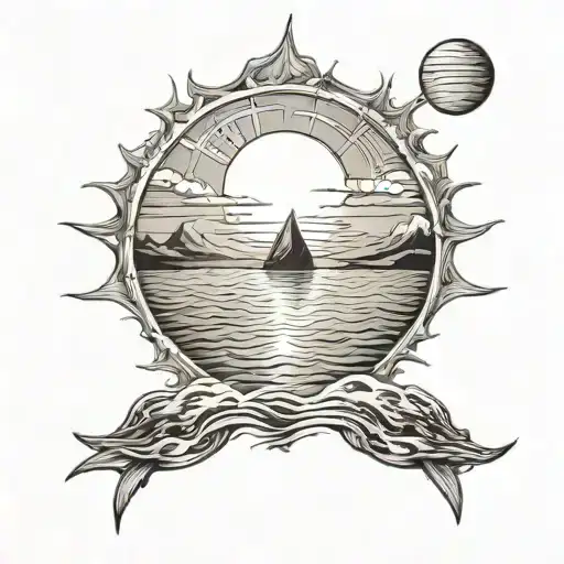 Sun Going Down Into Sea