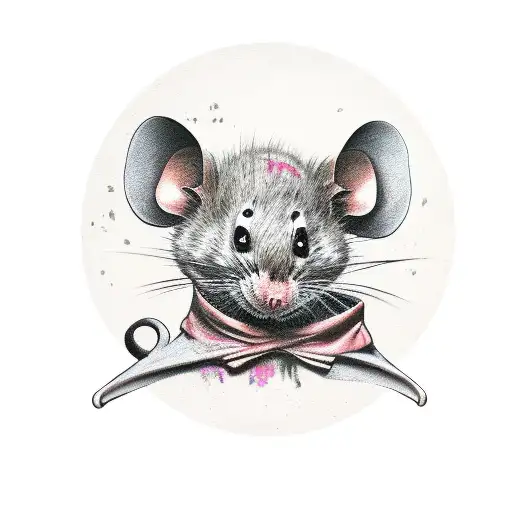 Punk Mouse Dressing With An Old And Dirty Suit While Holding A Bat