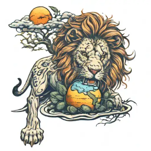 Lion Eating The Earth