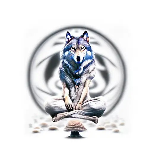 Mushrooms Dmt Wolf Meditating In Lost Time And Space