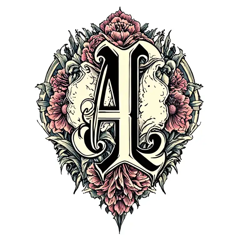 Initials A Nad L Font Tattoo Design