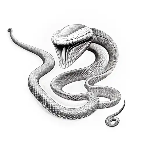 Snake Around A Crow Skull