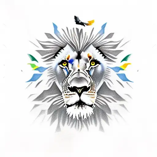 Lion With Doves And Clouds