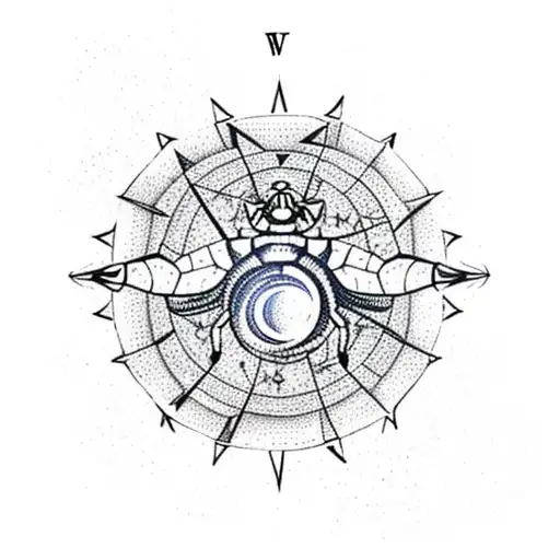 Scorpion Constellation With Compass