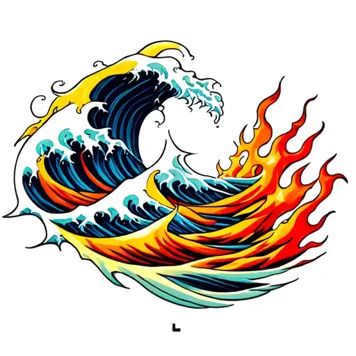 Waves And Flames With A Cross