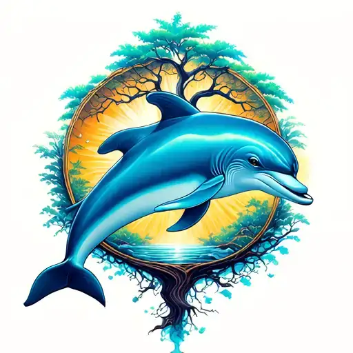 Dolphin And Tree Of Life