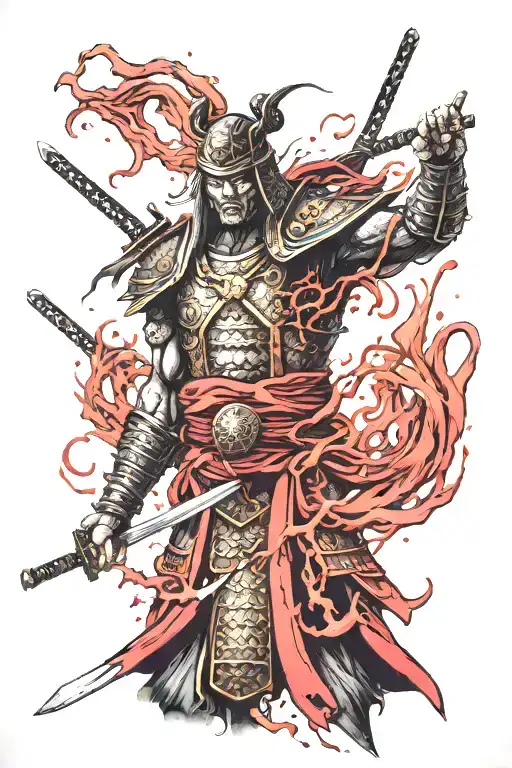 Bloody Samurai With Zeus Lighting Bolts