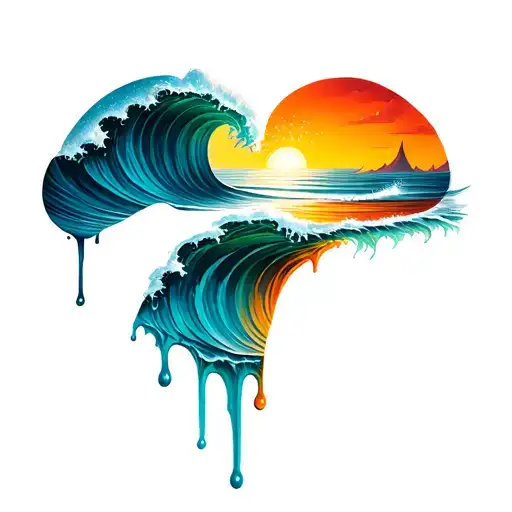 Waves And Sunset Melting