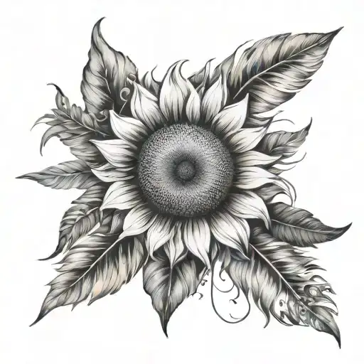 Sunflower And Feathers Instead
