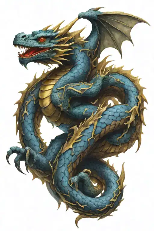 Medieval Blue Earth Dragon Wrapping