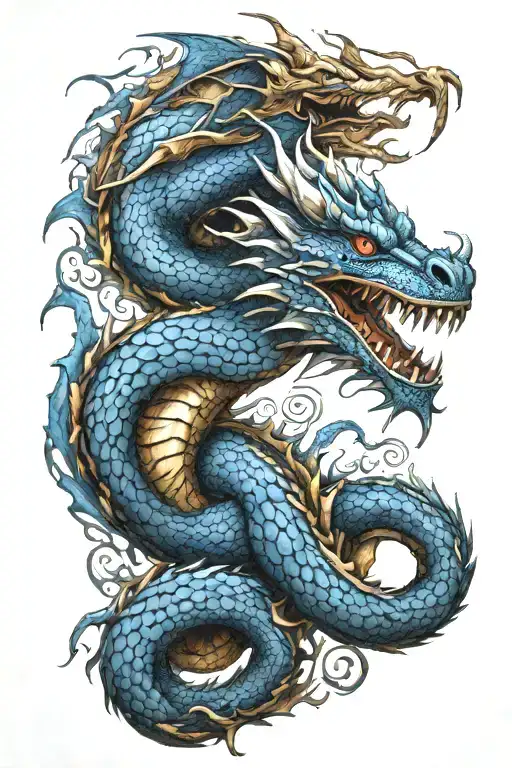 Medieval Blue Earth Dragon Wrapping Staring Back At Me