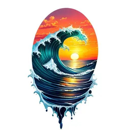 Waves And Sunset Melting