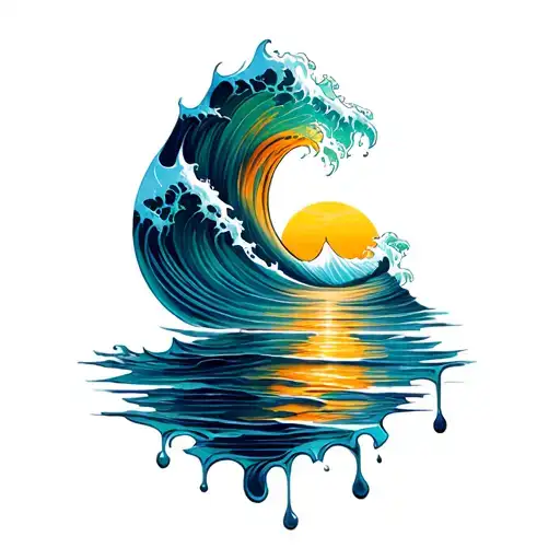 Waves And Sunset Melting