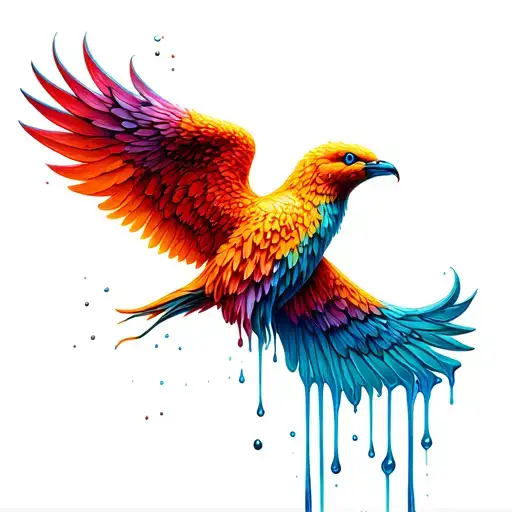 Water Melting Wax Wings Tattoo