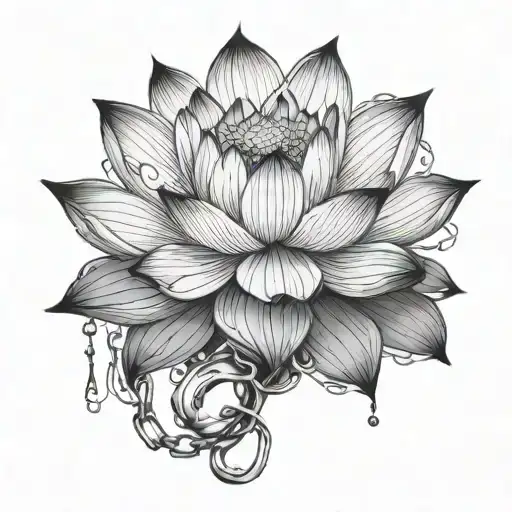 Lotus Flower Blooming But Chained Down