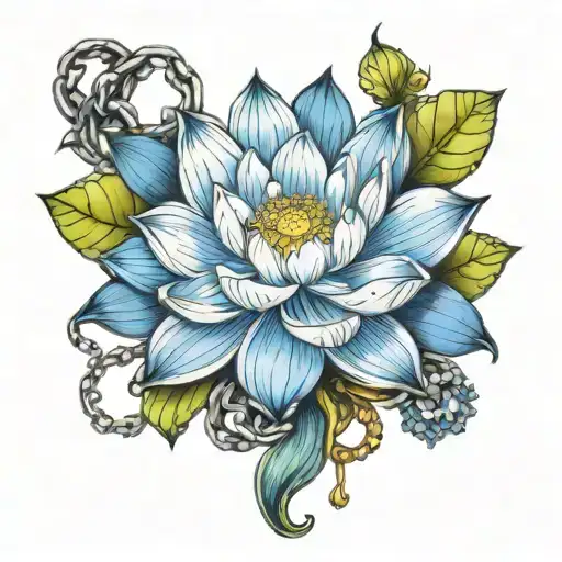 Lotus Flower Blooming But Wrapped In Chains Colored