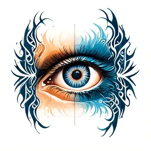Eye Surrounded By A Tribal Inspired Design Between Realism And Something Abtract
