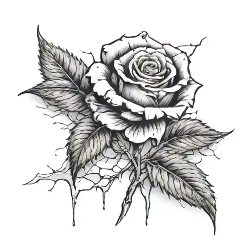 Rose Growing From A Crack In The Concrete