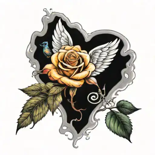 Dopamine Chemical Structure And A Rose With Angel Wings Together