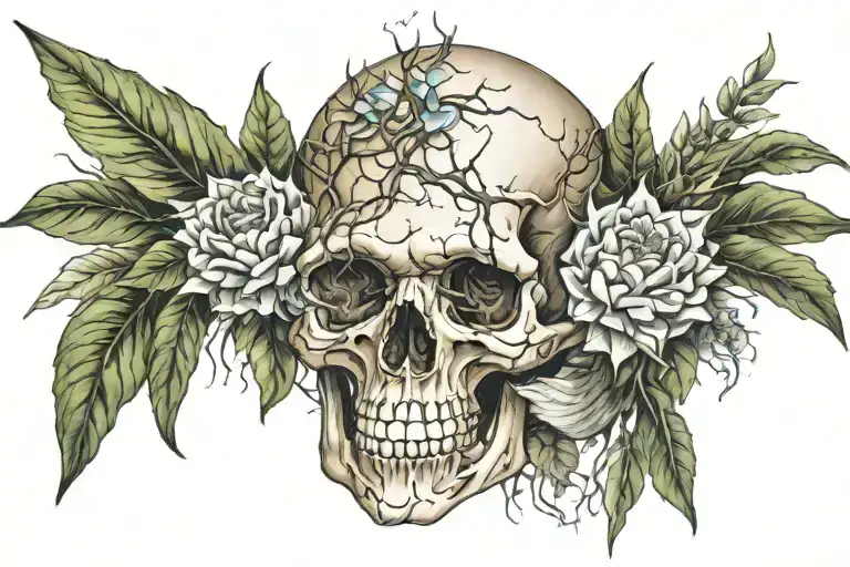 Cracked Skull Through Which Plants Emerge