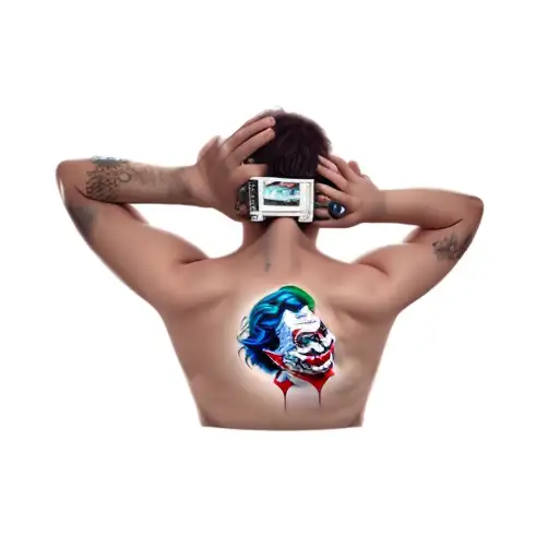A Man With A Joker Tattoo On His Back