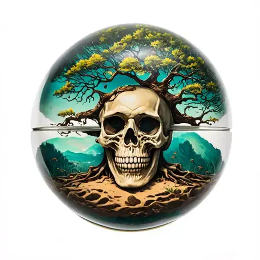 Memento Mori Sand Timer With Skull And Tree