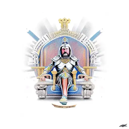 Warrior Sits On A Throne