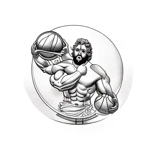 Greek God Atlas Istead Of Carrying Earth On His Shoulder To Carry A Basketball Ball