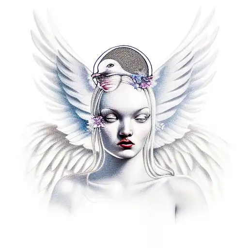 Angel With Dove Below It