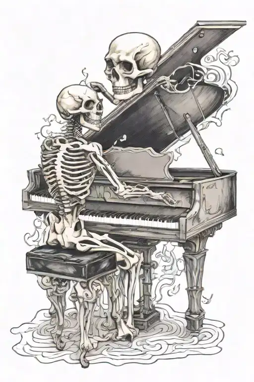 Skeleton Playing A Grand Piano