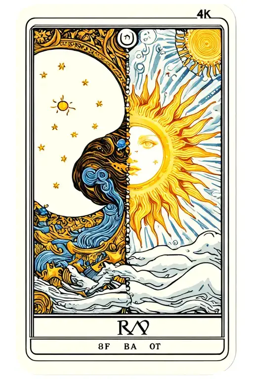 Half And Half Moon Tarot Card And Sun Tarot Card