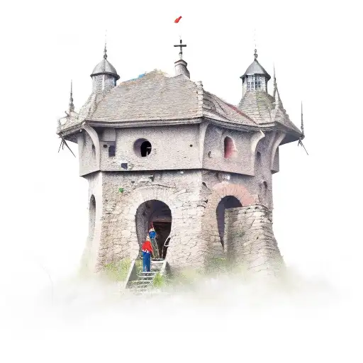 An Abandoned And Broken Down Medieval Guard Tower