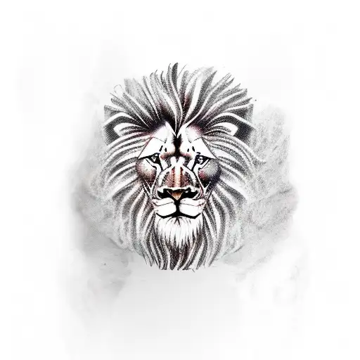 Lion Head With Tree Roots Coming From Bottom Of Mane