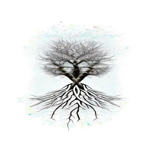 Tree Roots With African Gye Nyame Symbol