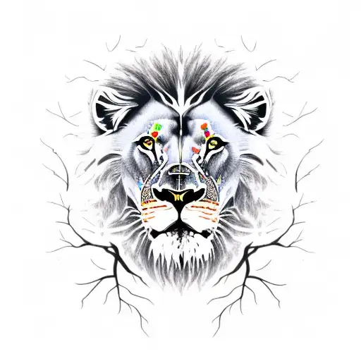 Lion With Tree Roots