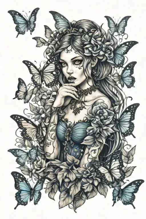 Gothic Fairy With Butterflies