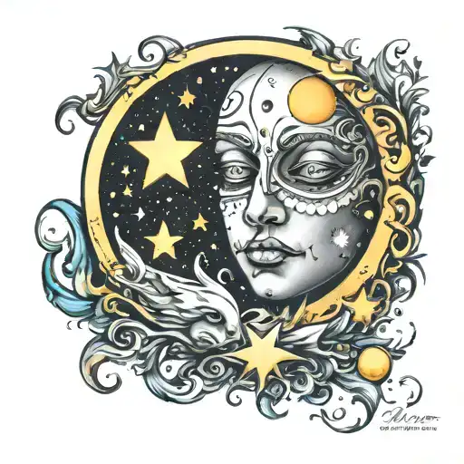 Sun Hugs The Moon And Stars