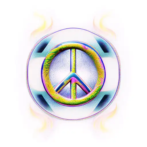 Peace Symbol With Japanese Waves And Fires