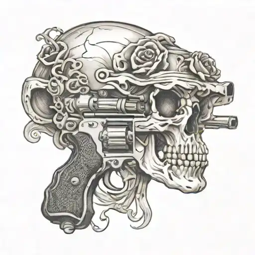 Gun And Skull Face