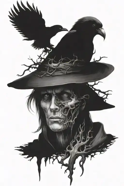 Shadow Wizard Casting Spells And Black Crows